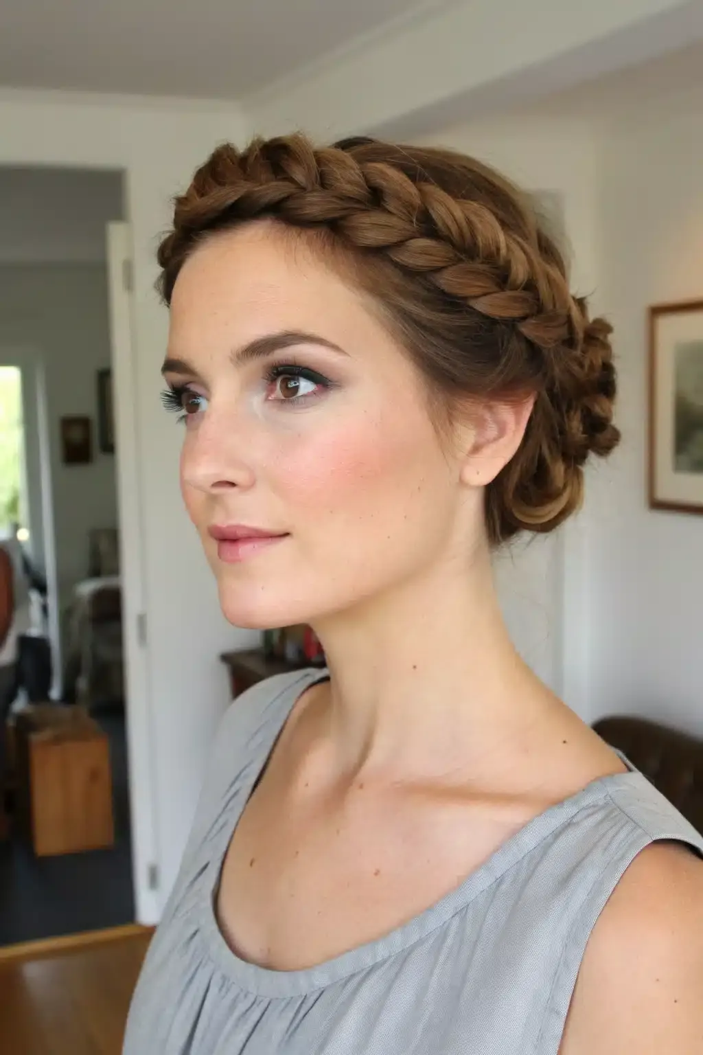 16) Braided crown updo