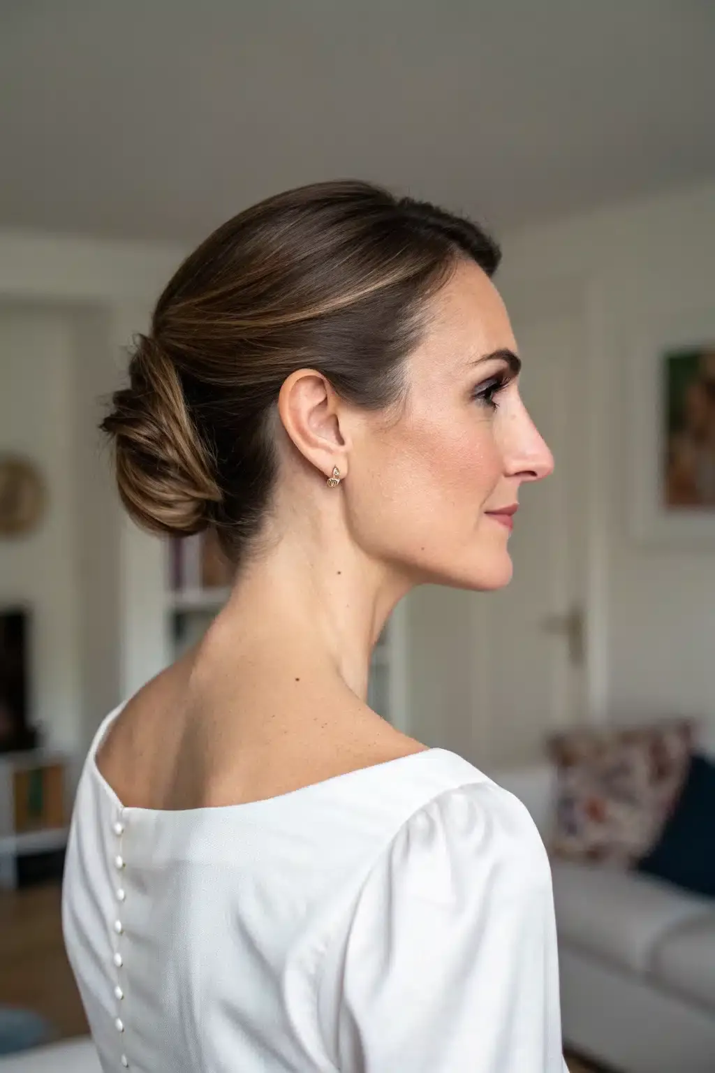 1) Sleek Low Chignon