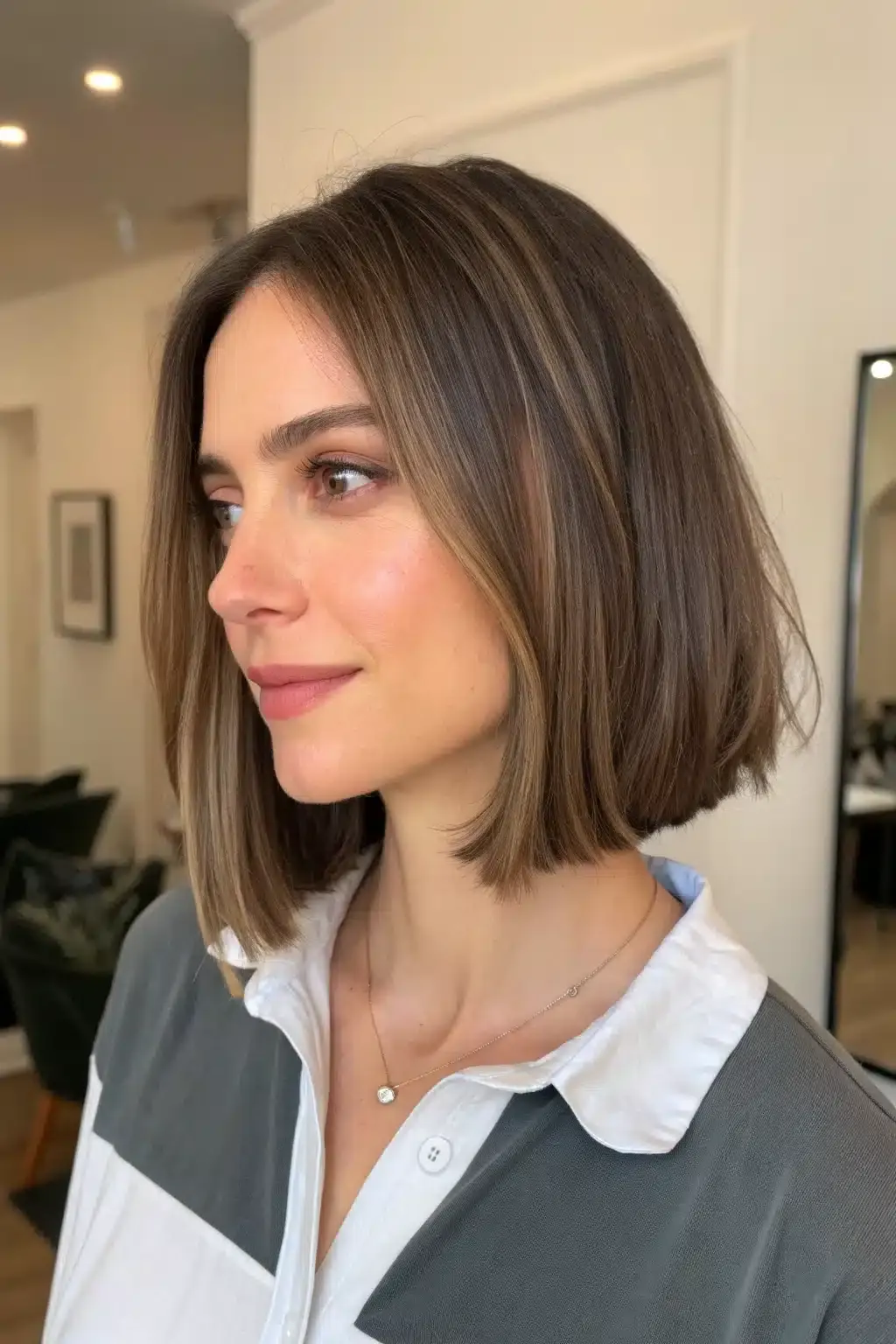 4) Textured blunt lob cut