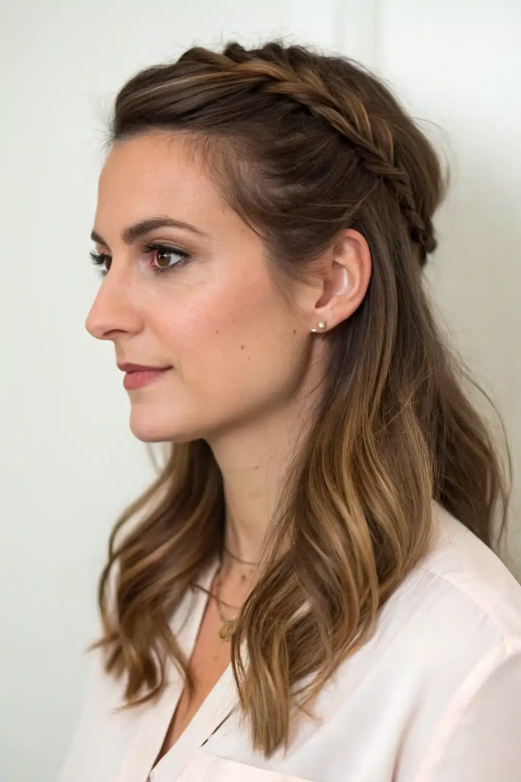 5) Elegant Half-Up Twisted Crown