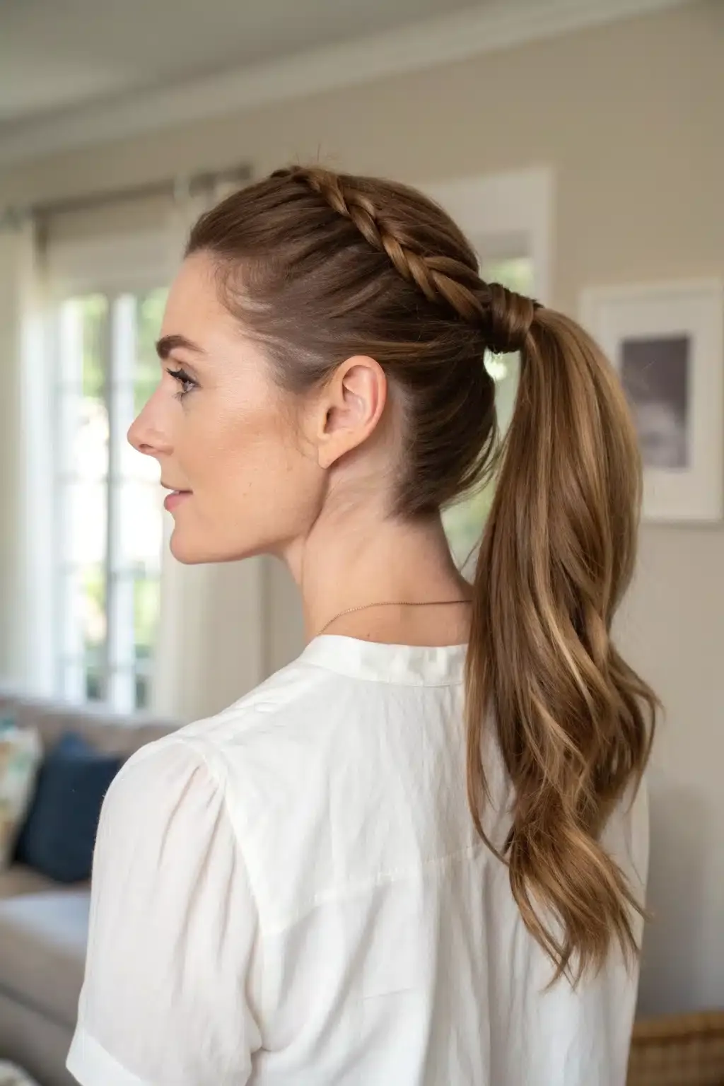 6) Twisted Half Ponytail Style