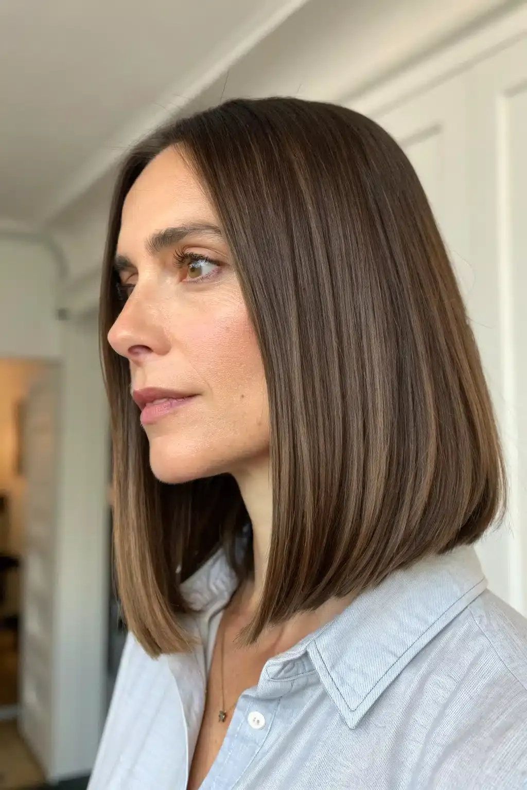 13) Long bob with deep side part