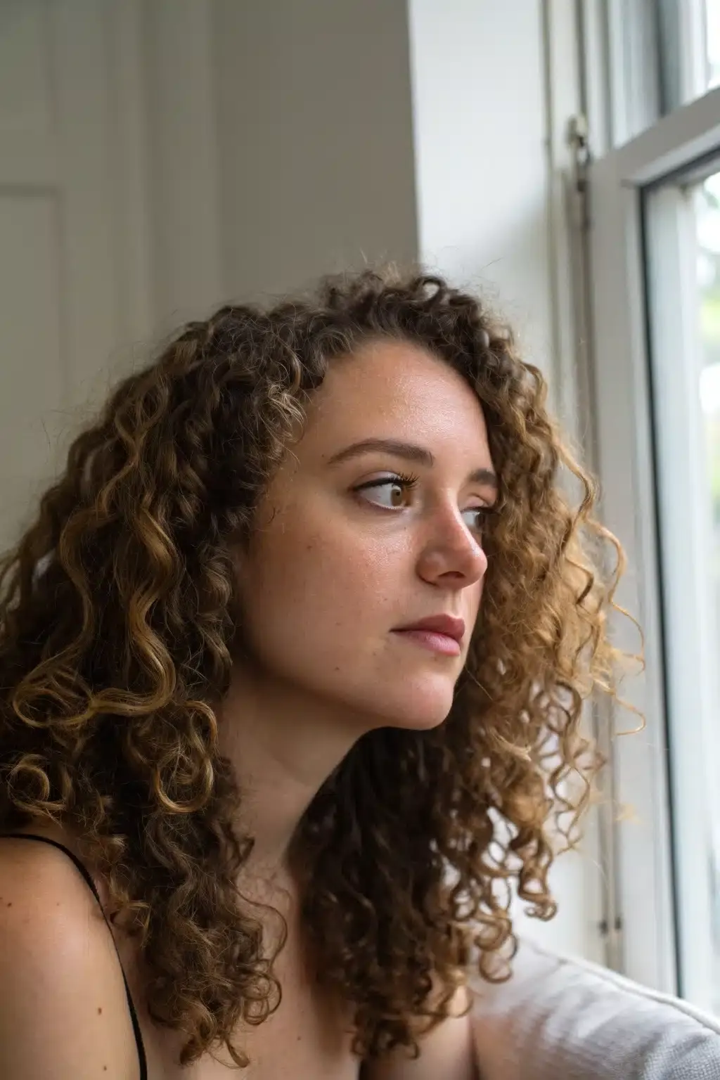 20) Center-Parted Natural Curls