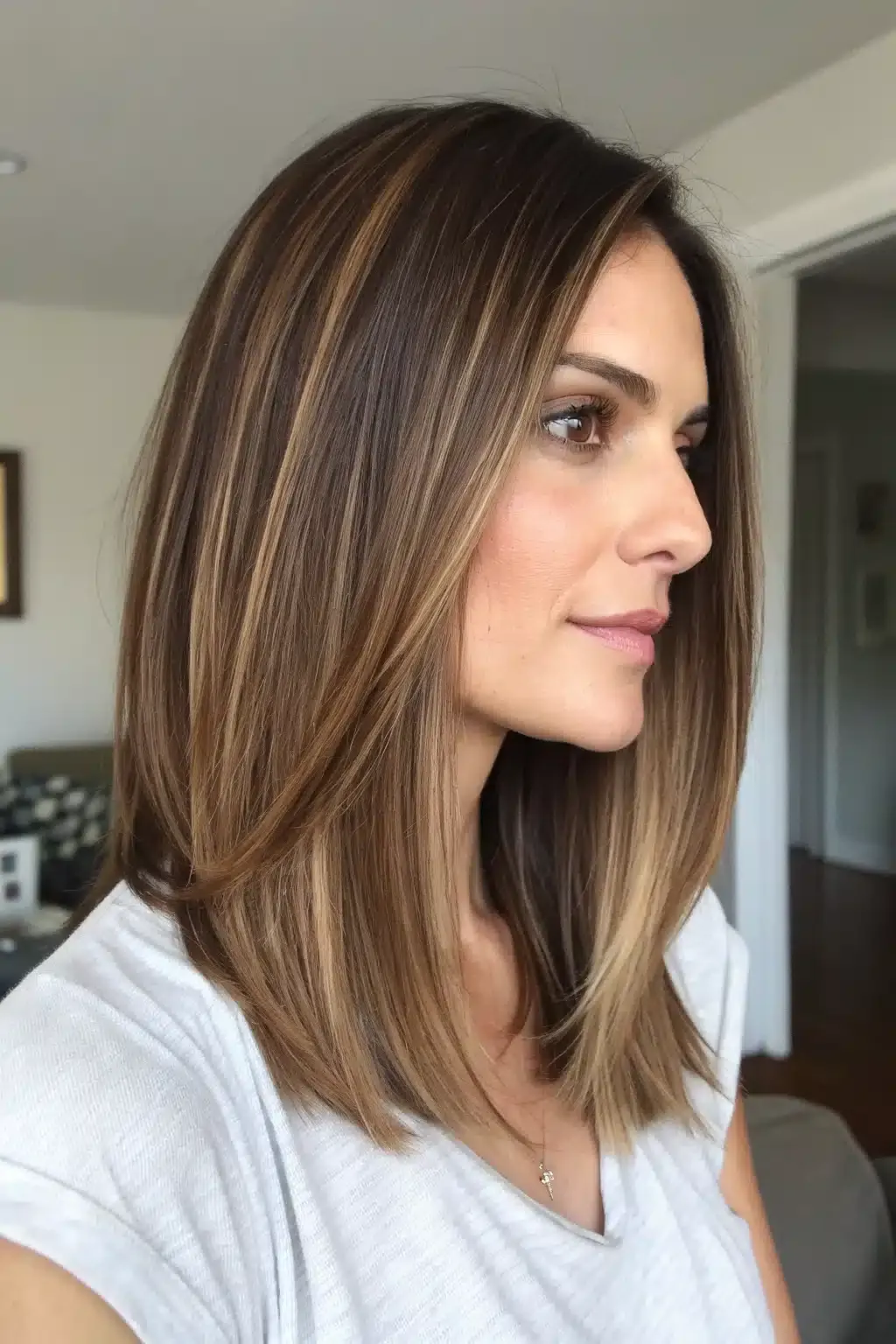 6) Long bob with subtle highlights