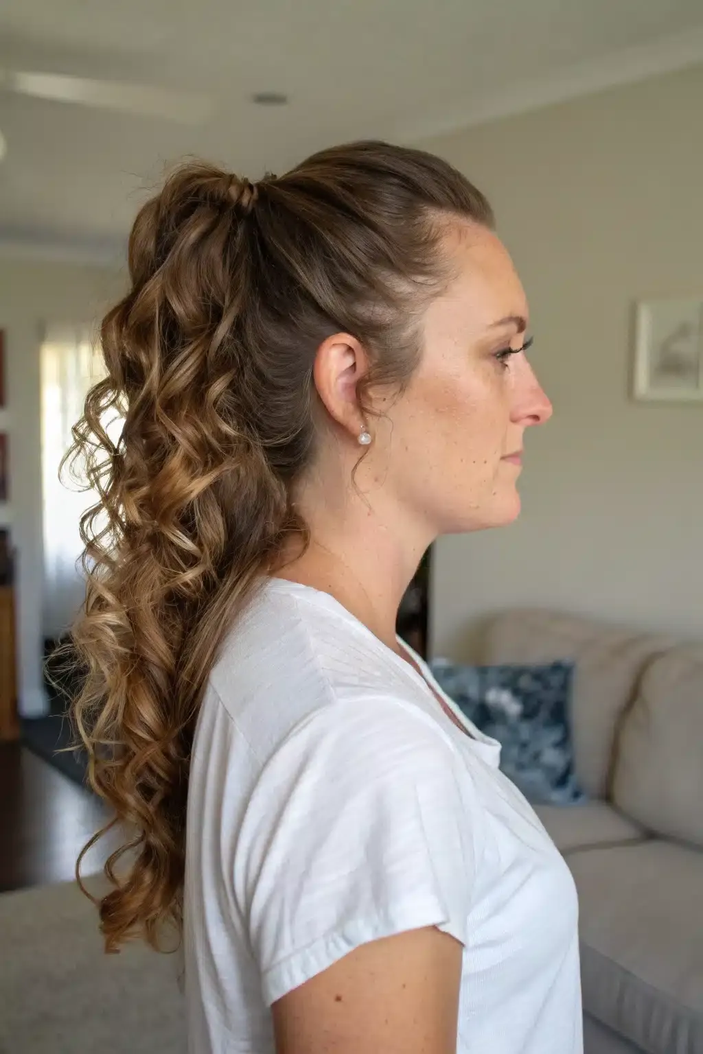 10) Half Up Half Down Ponytail with Curls