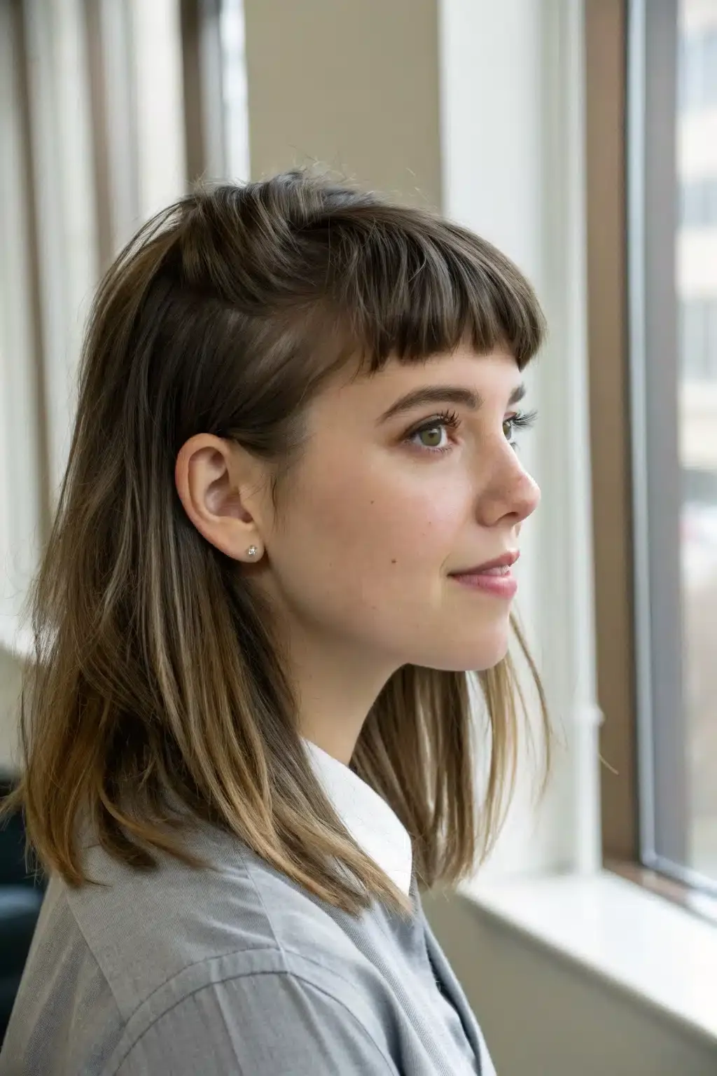10) Side Bangs with Polished Comb-Over