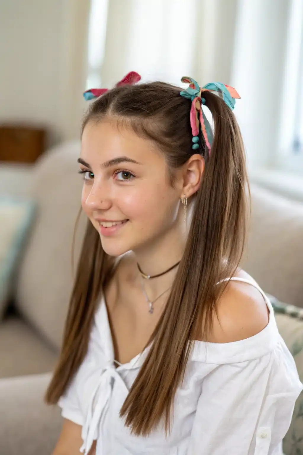 12) Pigtails with hair accessories