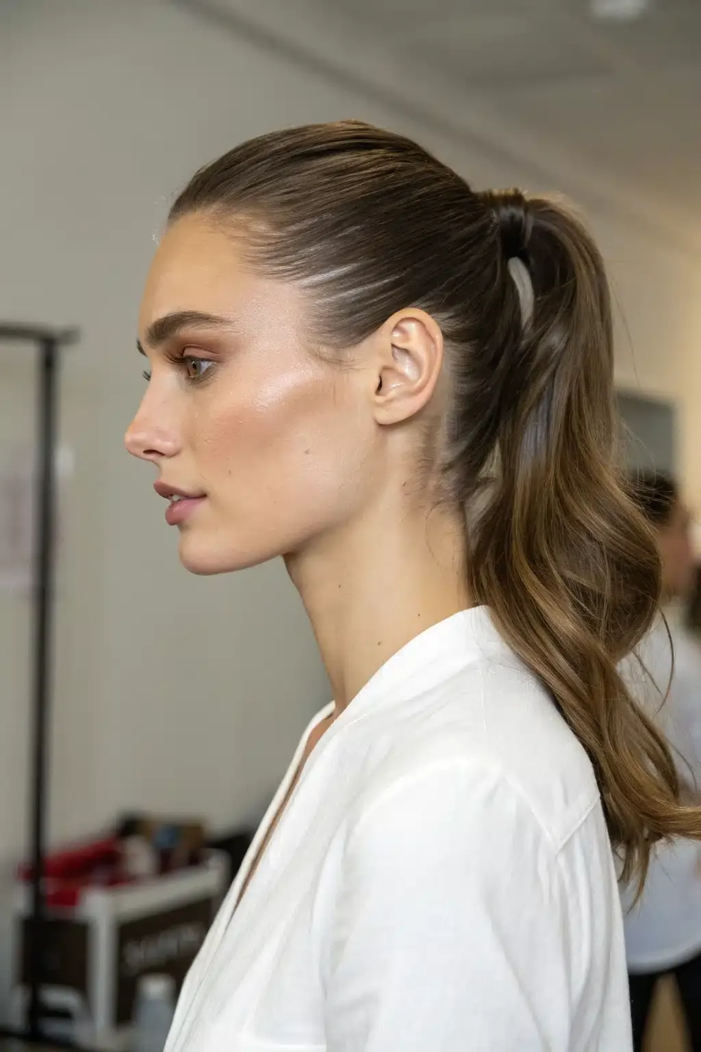 8) Low Half Ponytail for Elegance
