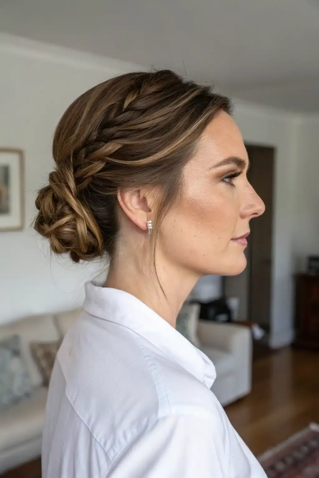 8) Smooth Side-Parted Updo
