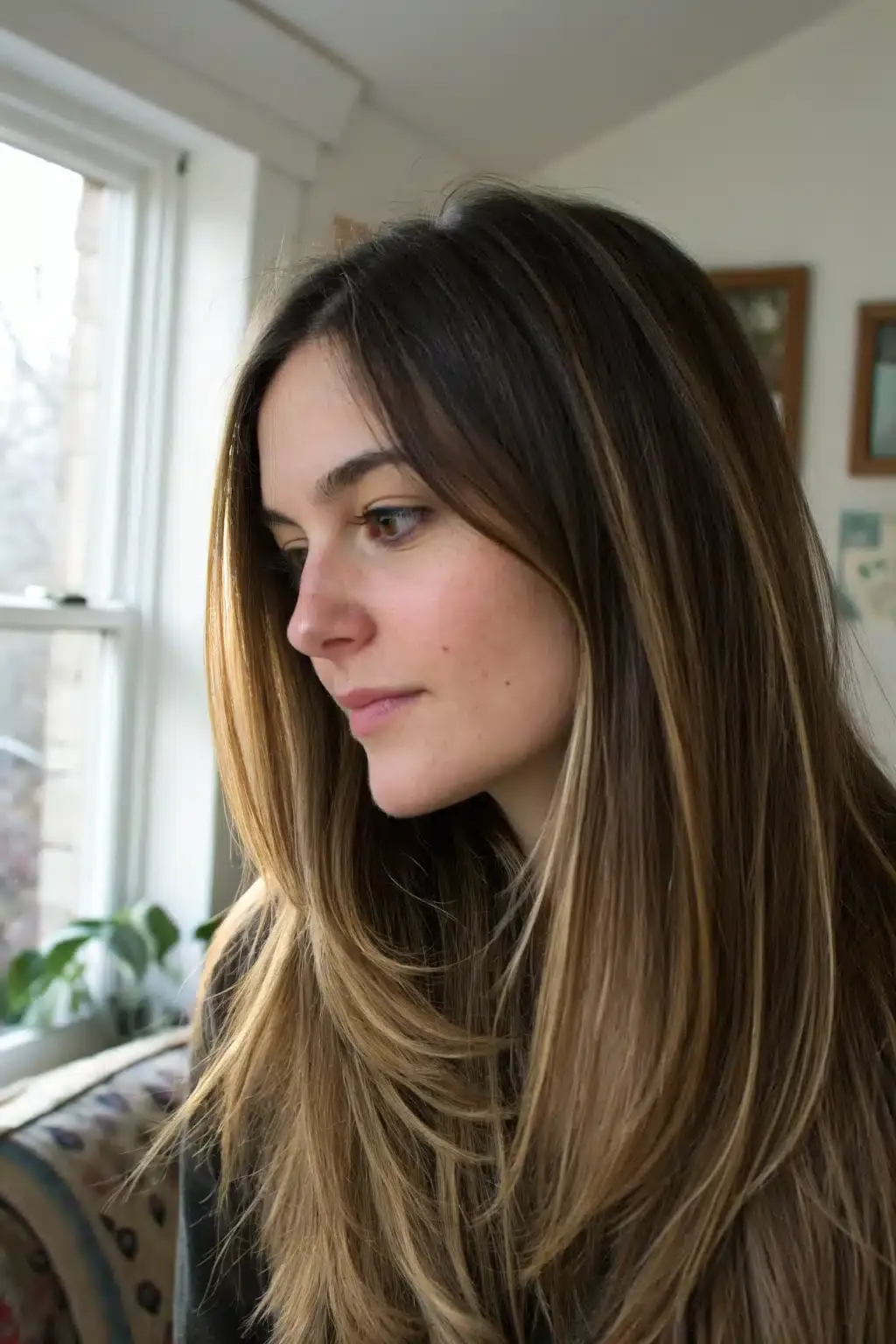 4) Long Layers with Face-Framing Pieces