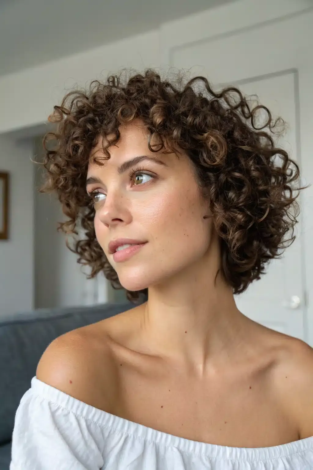 7) Curly Short Relaxed Hair
