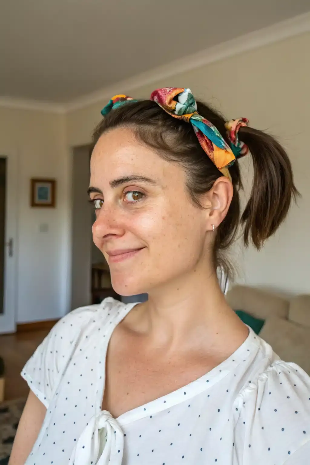10) Wrapped hair tie pigtails