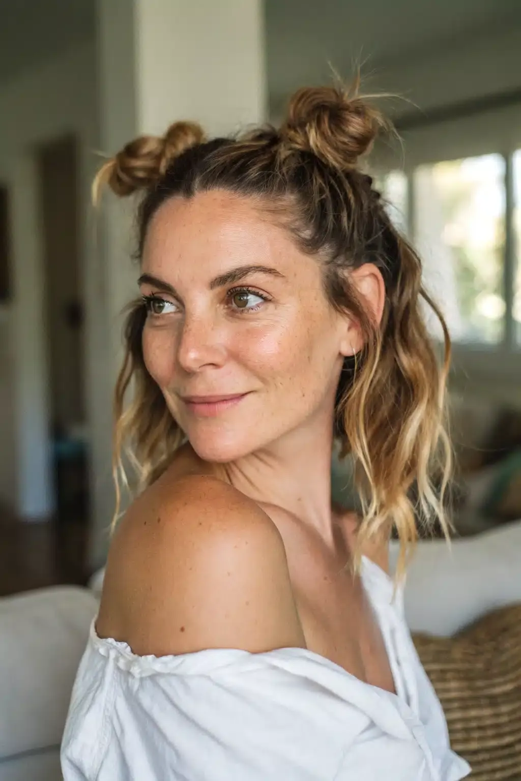 5) Messy beach wave pigtails