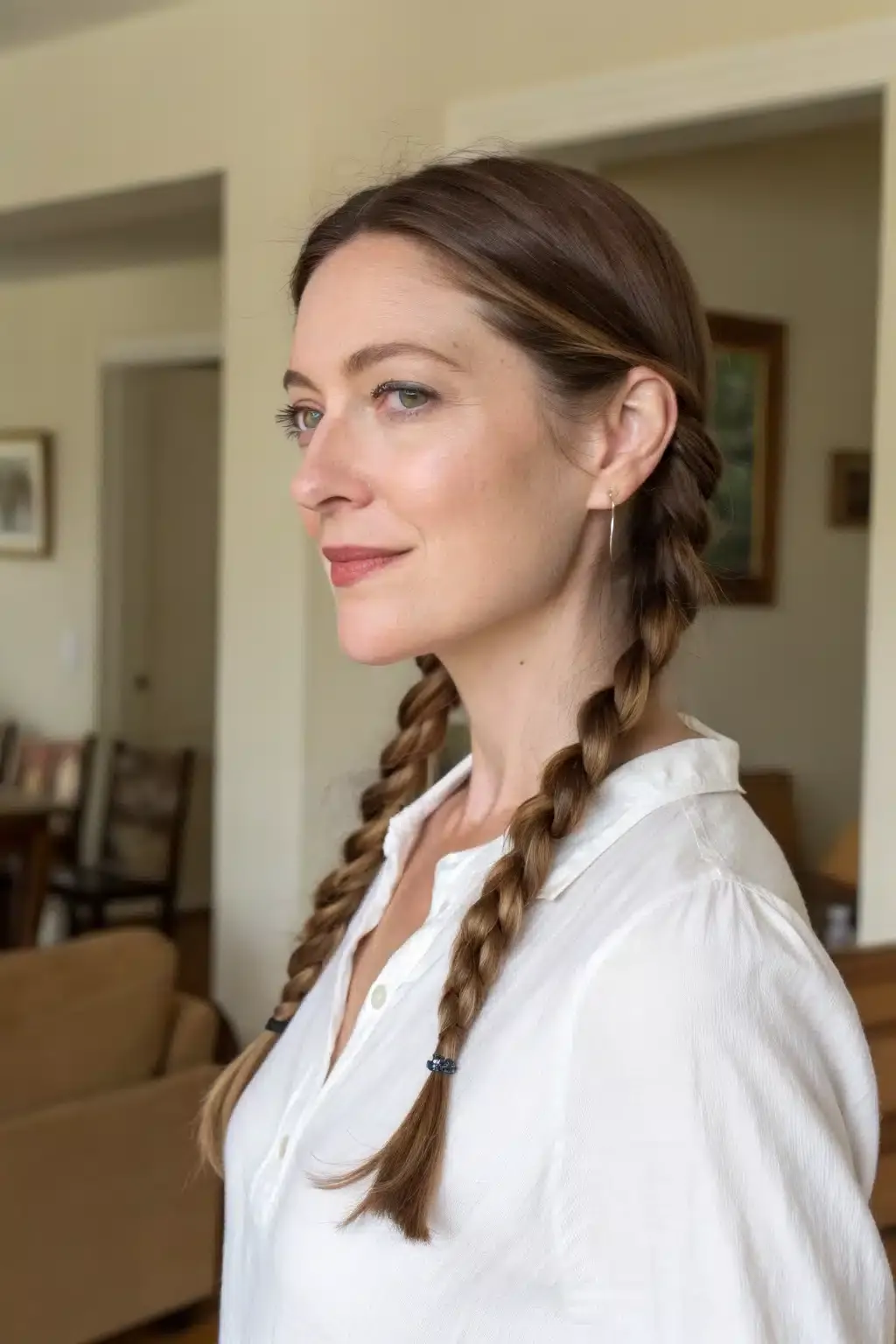 6) French braid pigtails