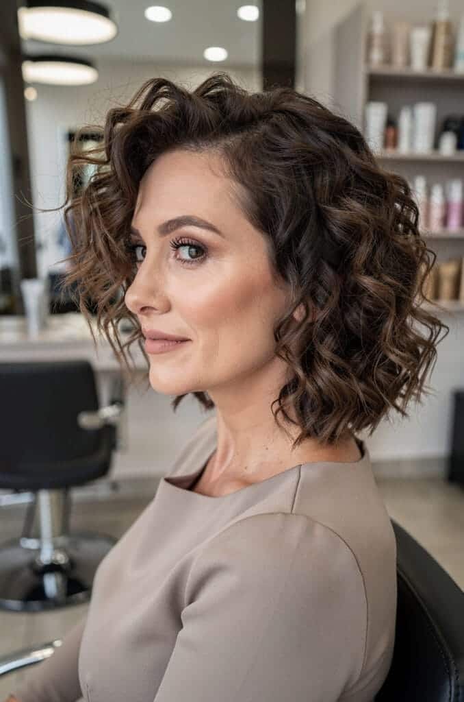 Asymmetrical Curly Cut