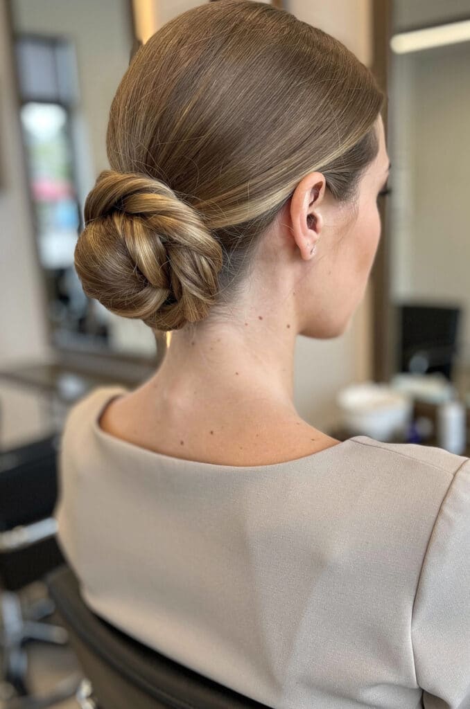 Low Chignon with Twisted Sections