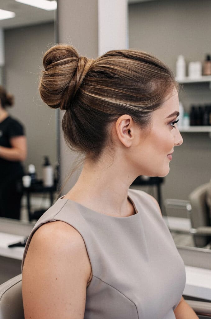 Sculpted Bun with Root-Backcombing