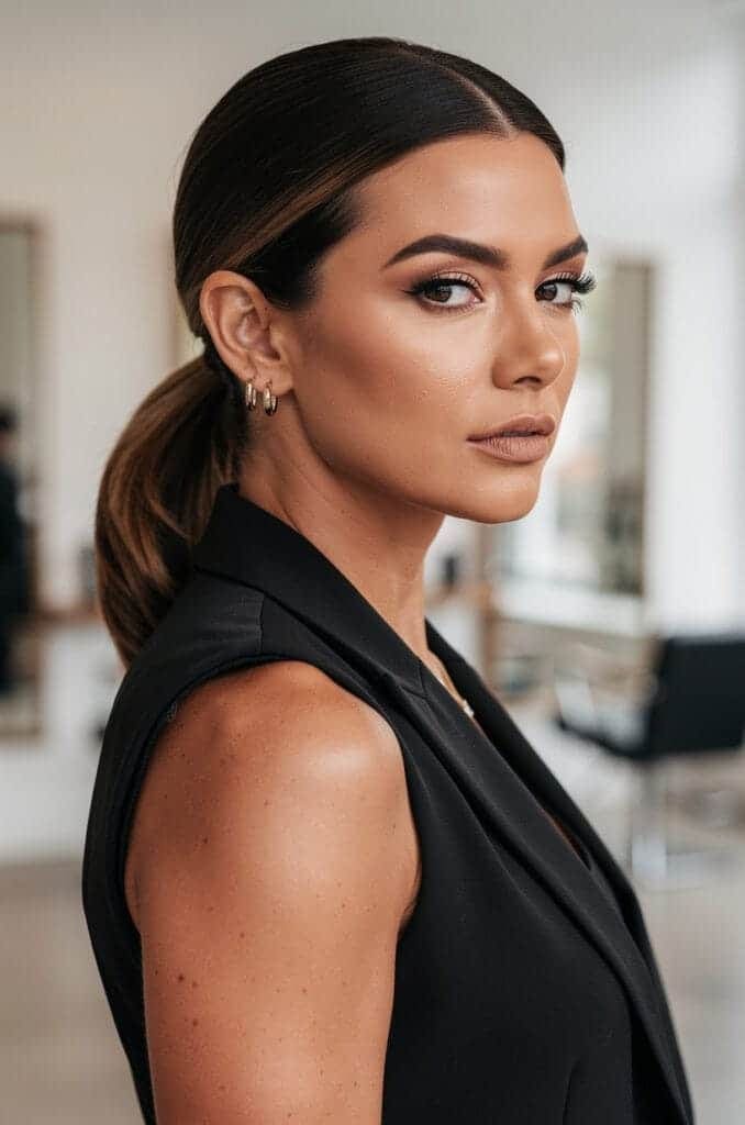 Sleek Center-Part Ponytail