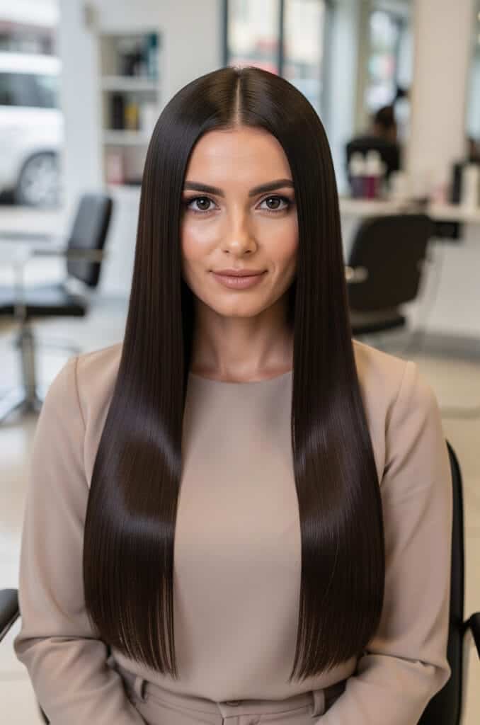 Sleek Middle Part Straight Hair
