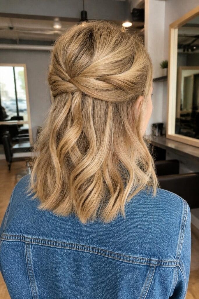 2. Half-Up Twisted Crown
