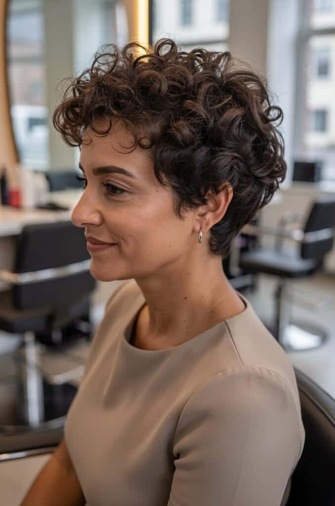 9. Curly Pixie with Defined Coils