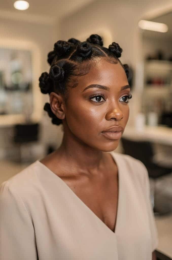 Bantu Knots on Short Curls
