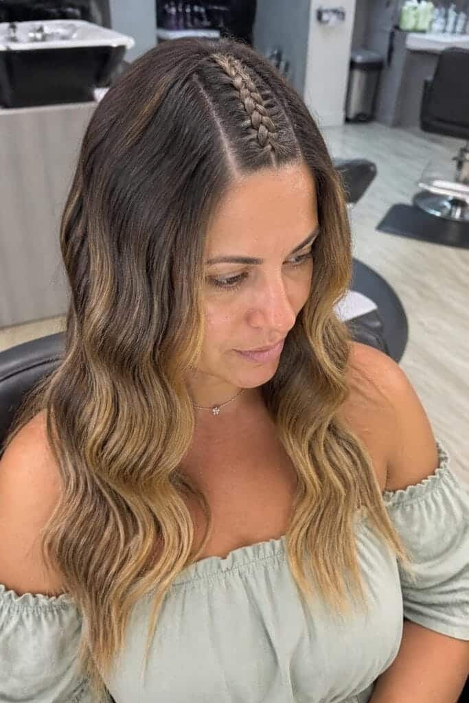 Beach Waves with a Center Braid