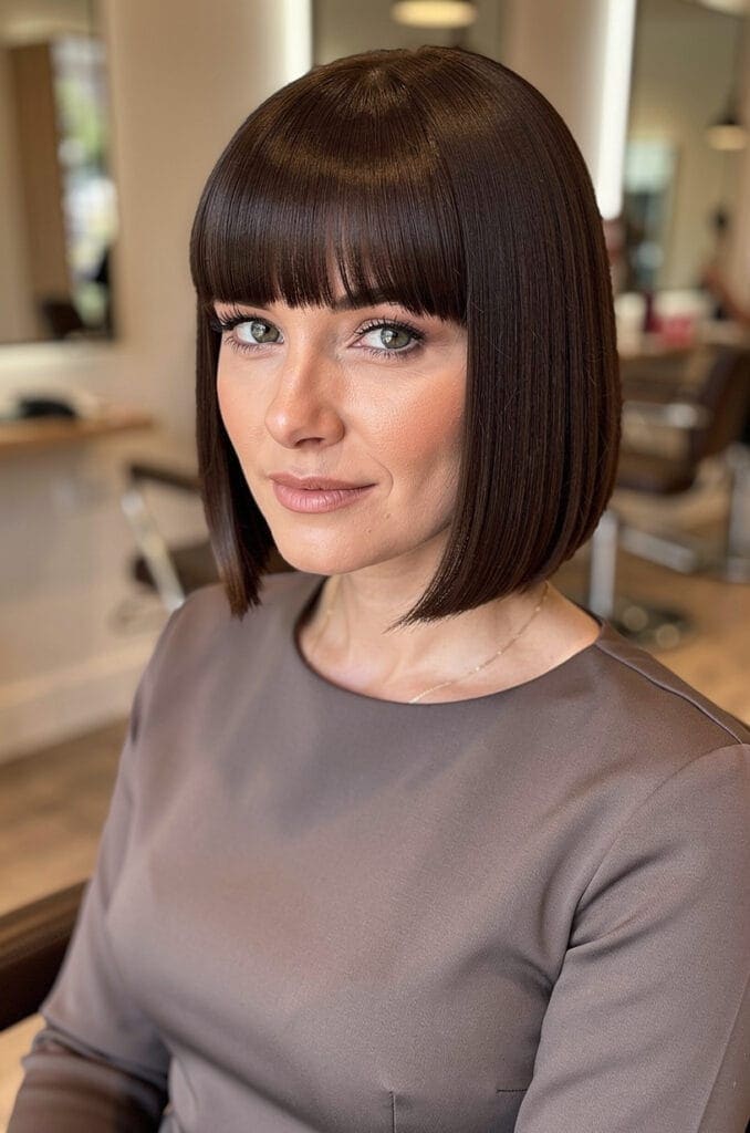Blunt Bob with Curtain Bangs