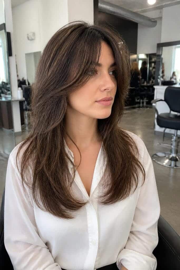 Classic Long Shag with Curtain Bangs