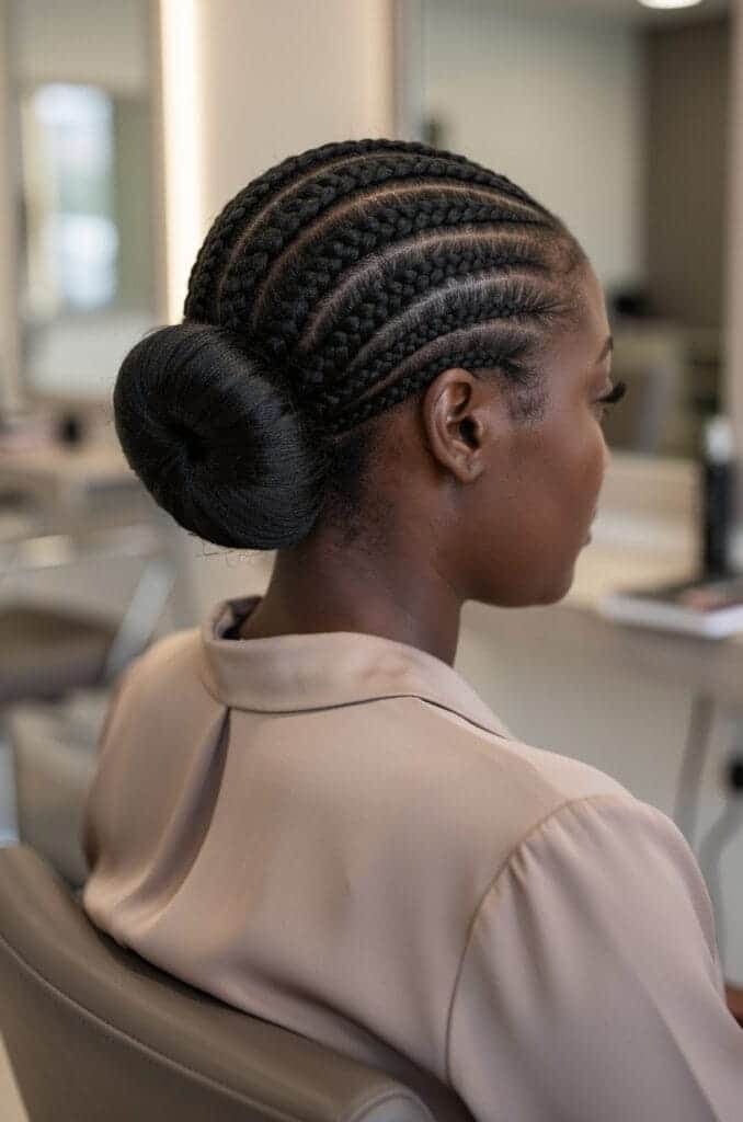 Cornrow French Roll Updo