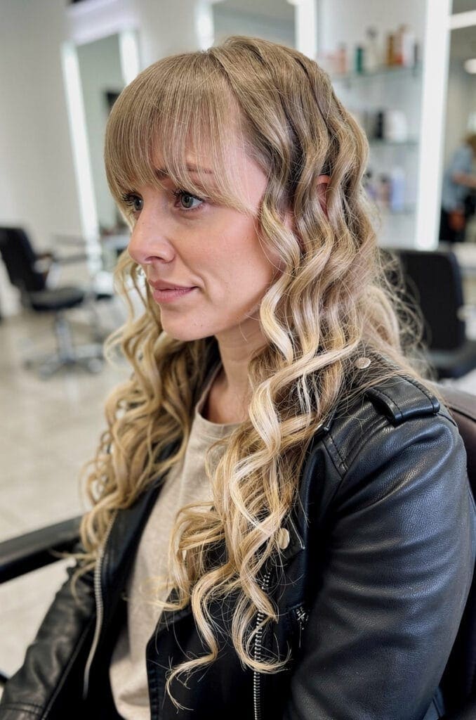 Curls with Soft Curtain Bangs