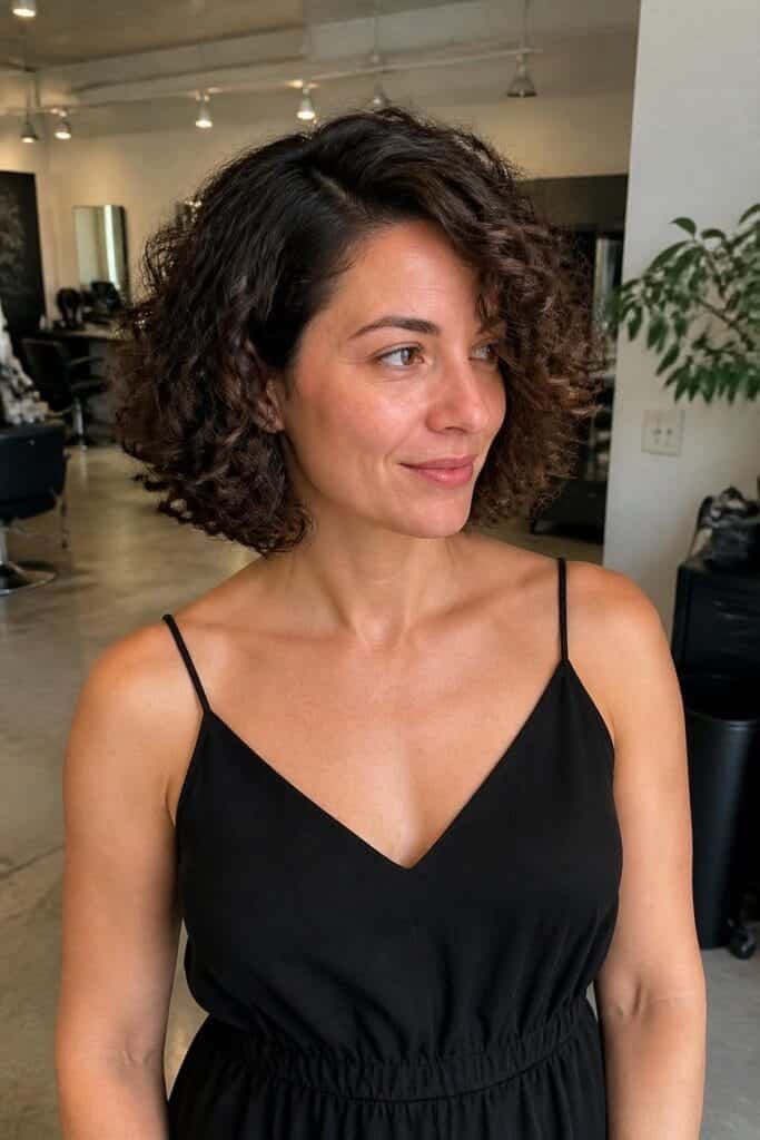 Curly Bob with Side Part