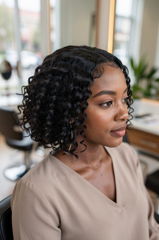 Curly Bob with Side Part