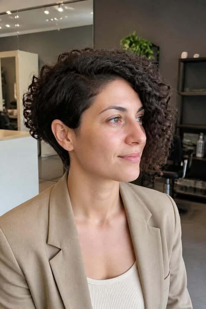 Curly Cut with Asymmetrical Shape