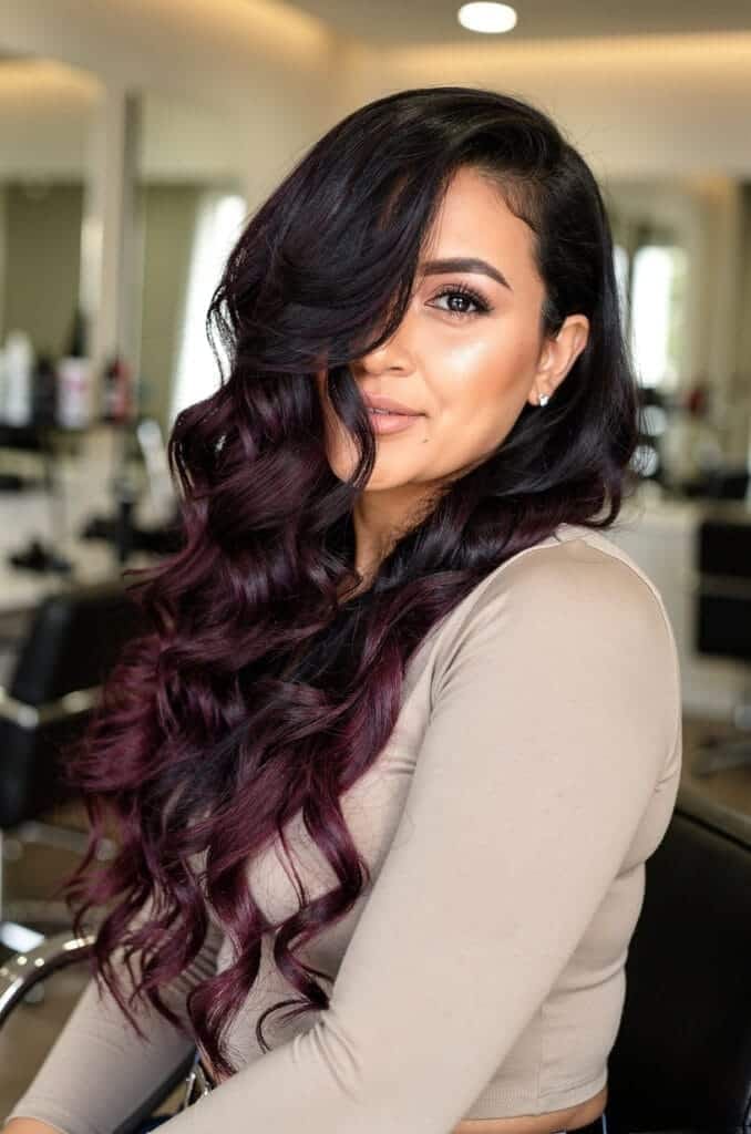 Deep Plum Ombre with Dark Roots