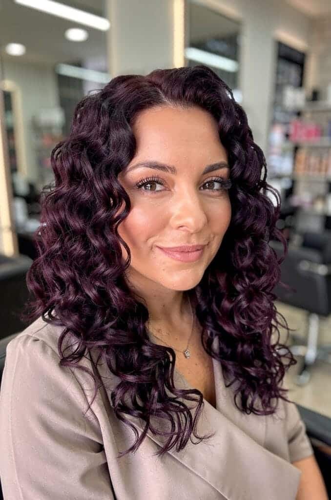 Deep Plum on Curly Hair
