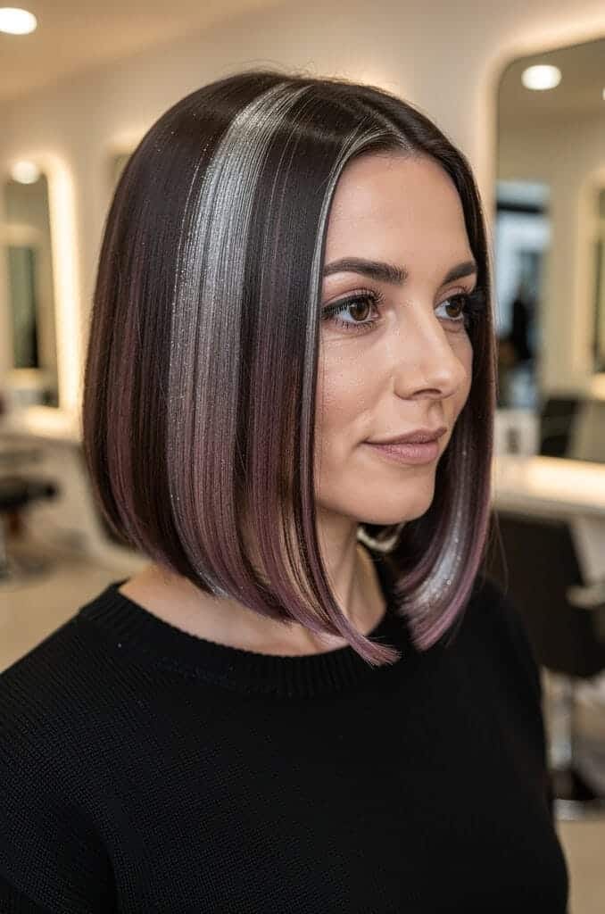 Dusty Mauve with Silver Highlights