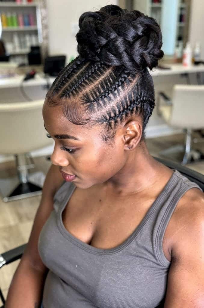 Feed-In Cornrow Top Knot