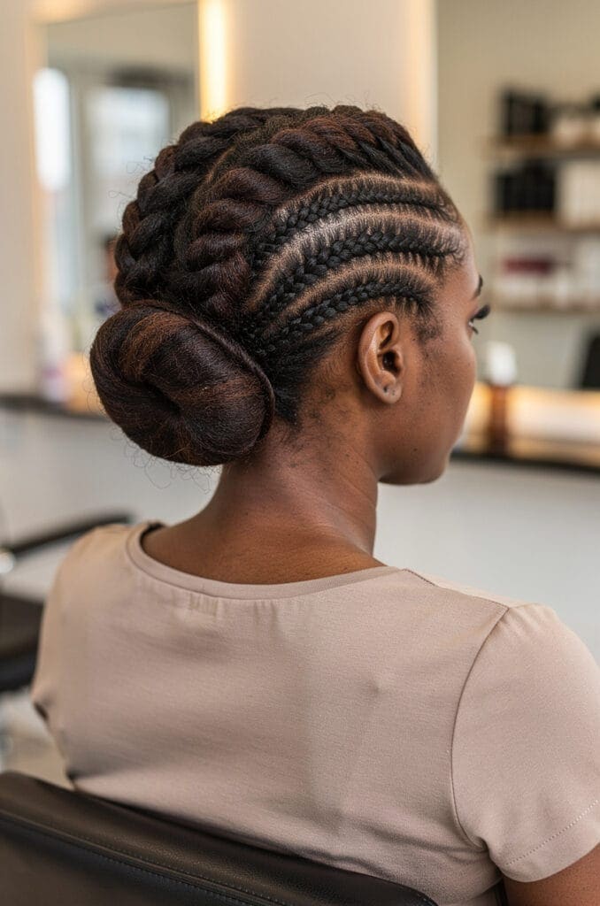 Flat Twists and Cornrow Combo Updo