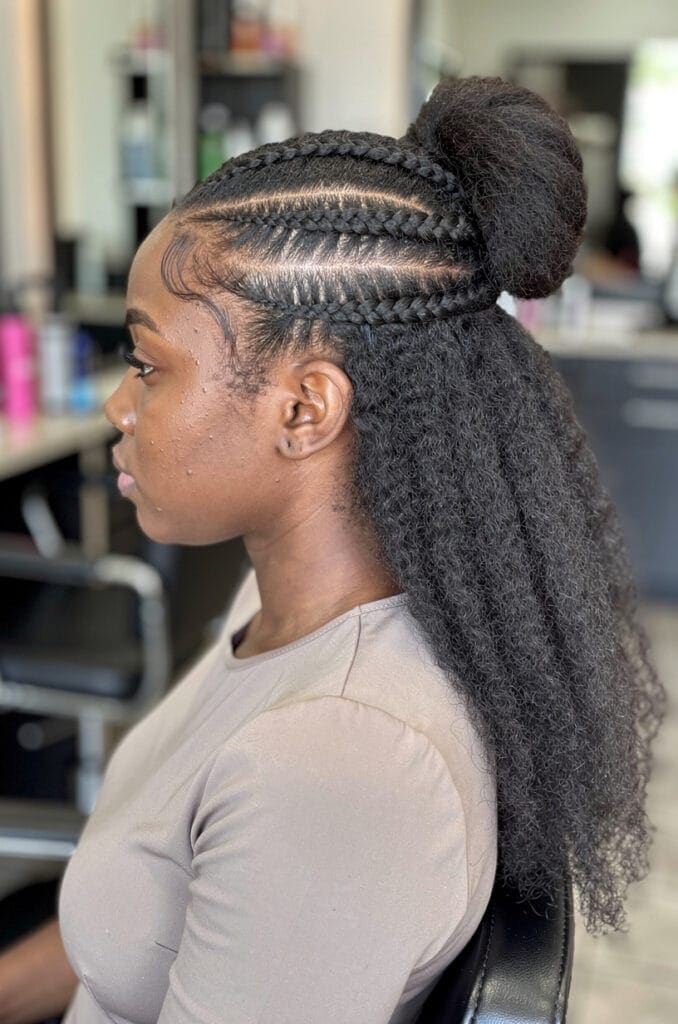 Half-Up Half-Down Cornrow Updo