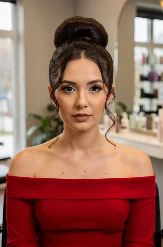 High Bun with Face-Framing Pieces
