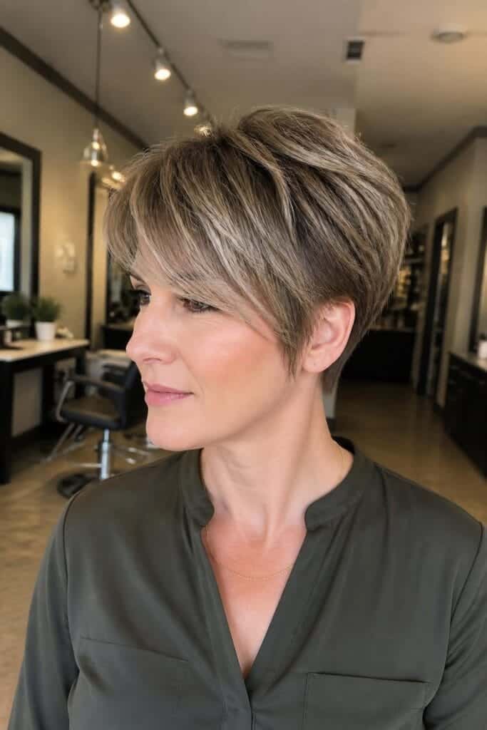 Layered Pixie with Side-Swept Bangs