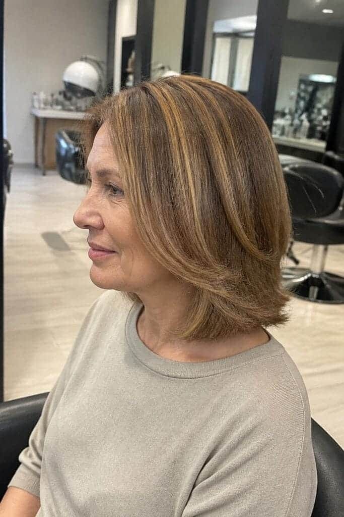 Lob with Caramel Highlights