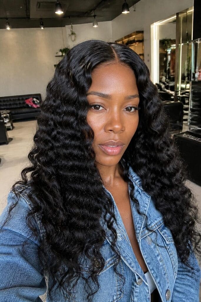 Long Deep Wave Wig with Middle Part