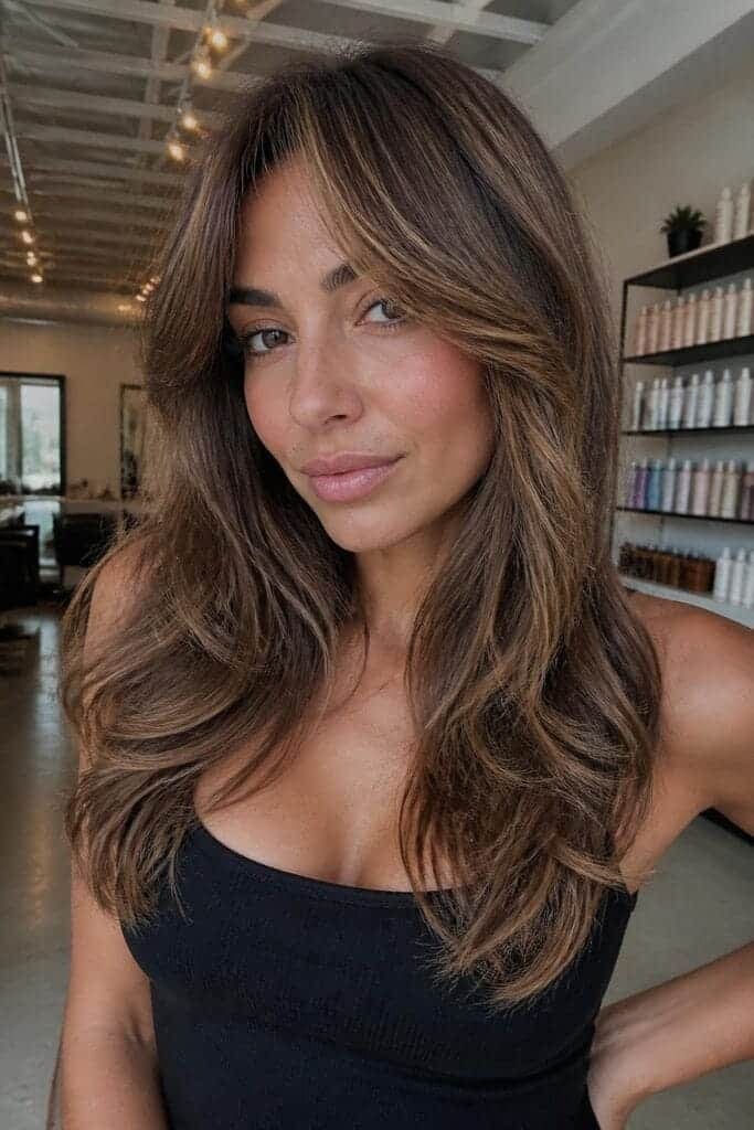Long Layers with Curtain Bangs