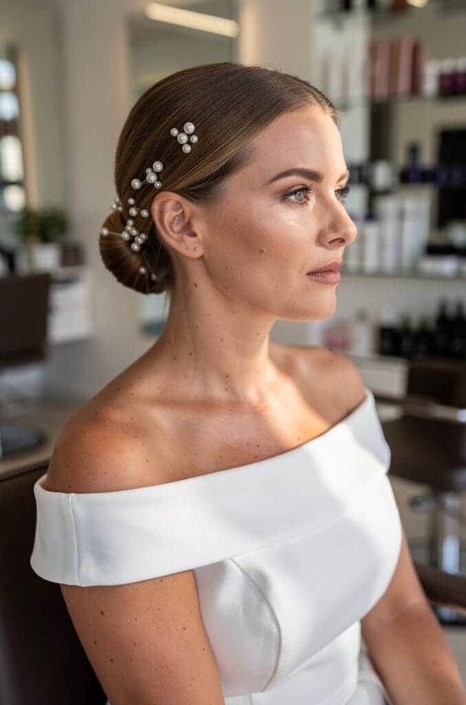 Low Chignon with Pearls