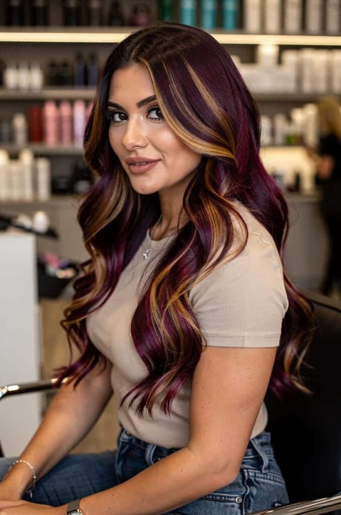 Plum with Caramel Highlights