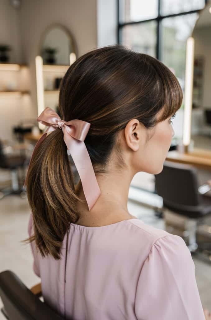 Ponytail with Bangs and a Ribbon