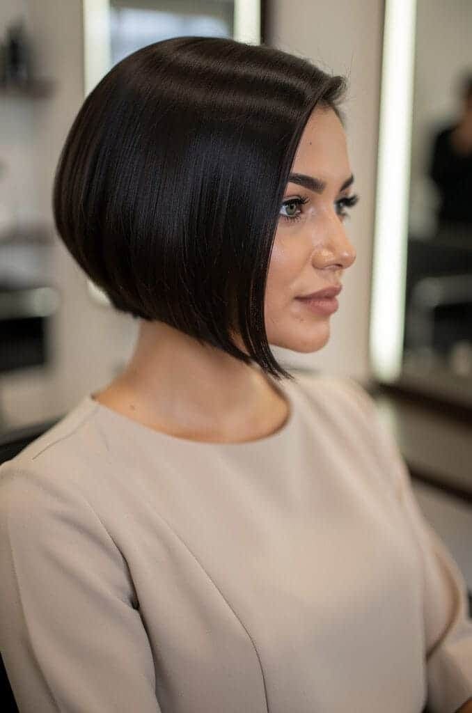 Sleek Bob with a Deep Side Sweep