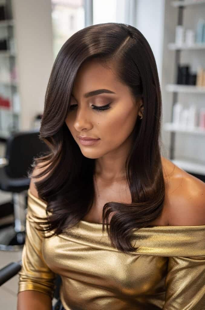 Sleek Side Part with Waves